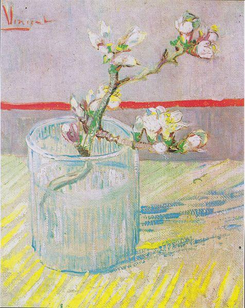 Vincent Van Gogh Flowering almond tree branch in a glass France oil painting art